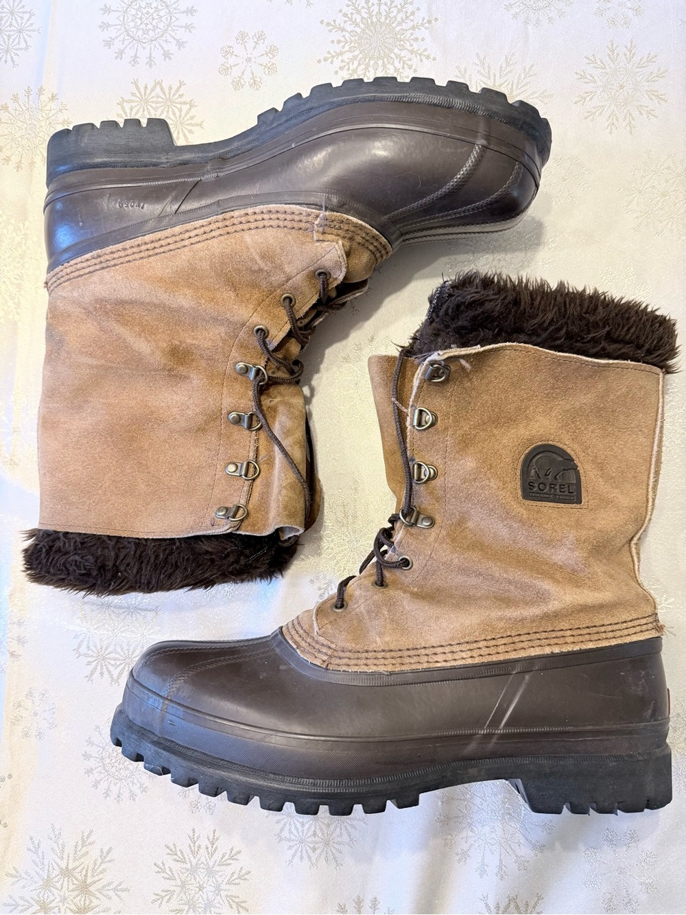 Vintage Sorel Kaufman Canada Brown Suede Rubber Insulated Winter Snow Boots 12